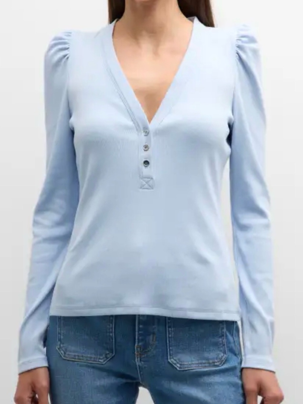 NWOT Veronica Beard - Dekalb V neck knit puff sleeve  Top